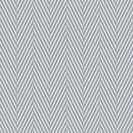 Papel de Parede Vinílico Chevron Tecido Azul e Cinza