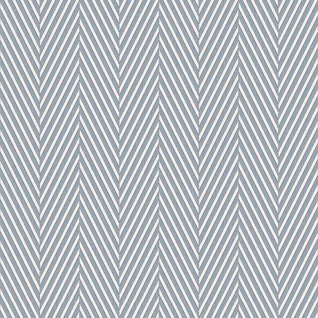 Papel de Parede Vinílico Chevron Tecido Azul e Cinza