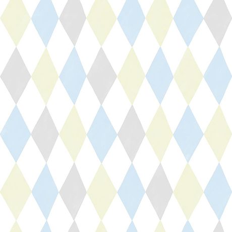 Papel de Parede Vinílico Circo Losangos Azul e Verde