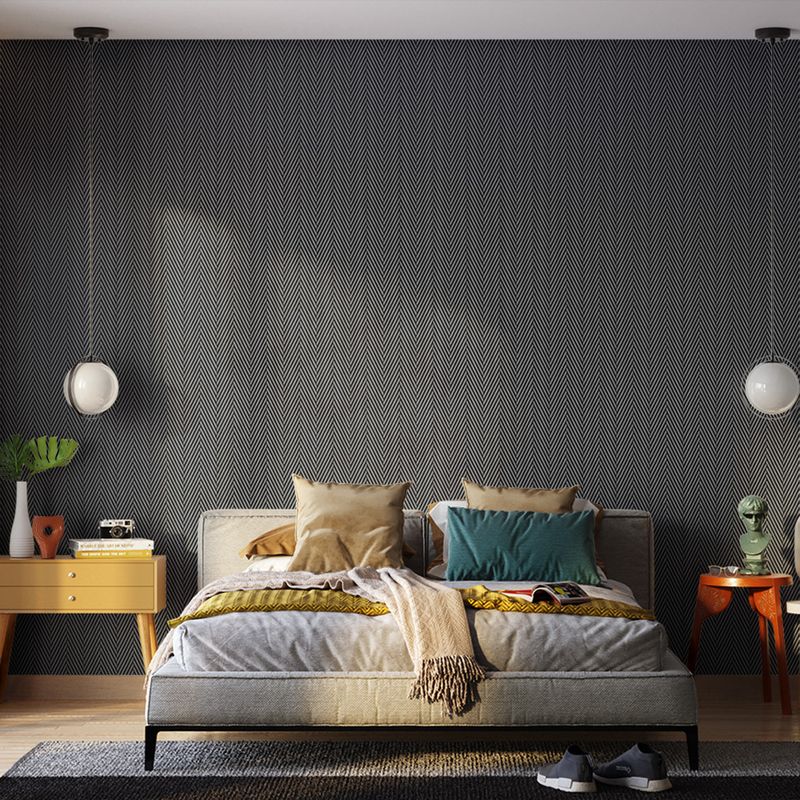 Papel-de-Parede-Vinilico-Chevron-Tecido-Preto