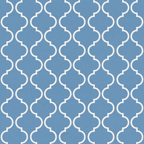 Papel de Parede Vinílico Ikat Oriental Azul e Branco