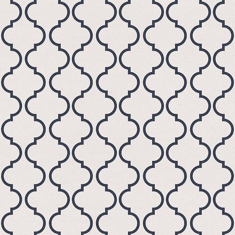 Papel de Parede Vinílico Ikat Oriental Azul Marinho e Cinza