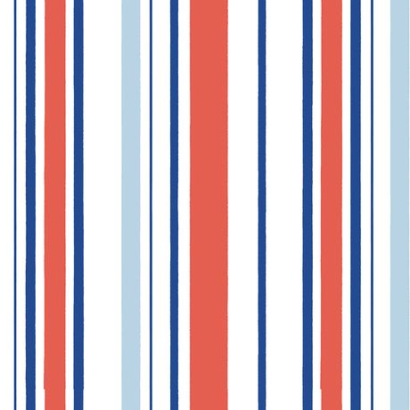 Papel de Parede Vinílico Listras Azul e Vermelho