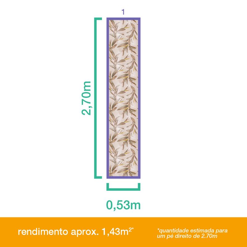 Papel de Parede Vinílico Folhagens Bege e Verde 9,5m BOBINEX / REF. PP220