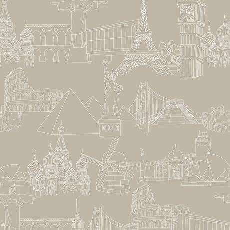 Papel de Parede Vinílico Marcos e Monumentos Bege