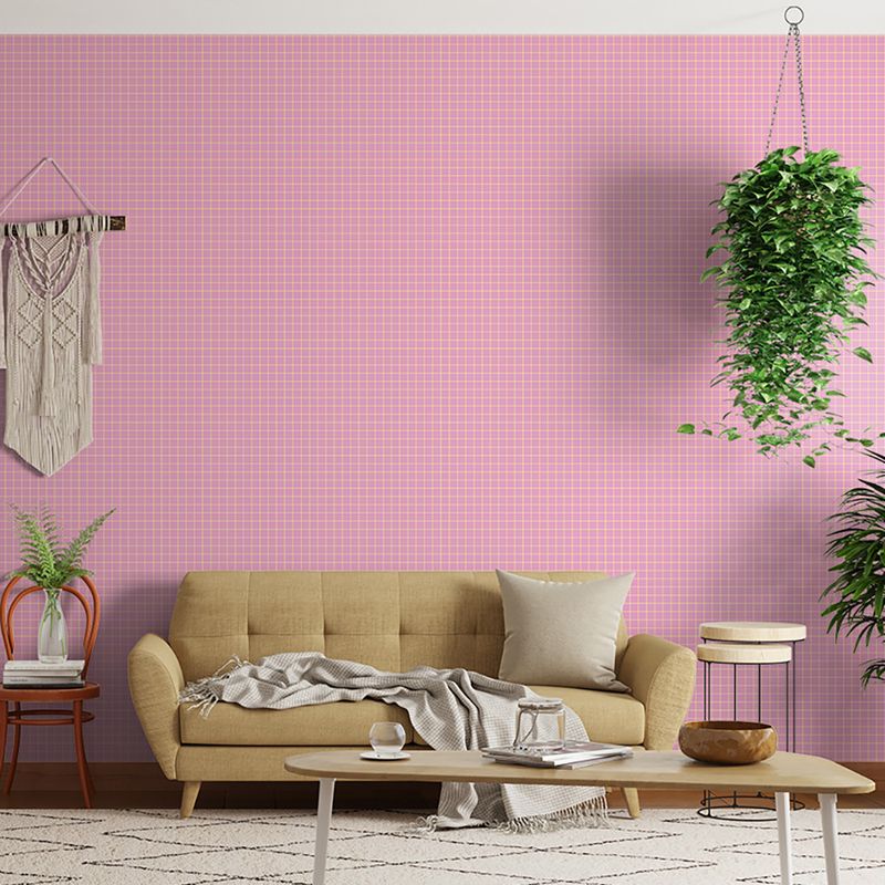 Papel-de-Parede-Vinilico-Quadriculado-Moderninho-Rosa-e-Amarelo