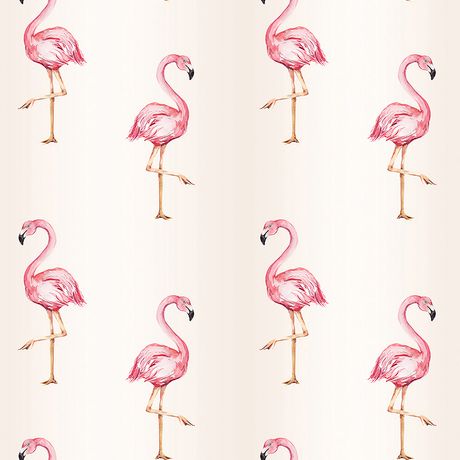 Papel de Parede Vinílico Flamingos Bege