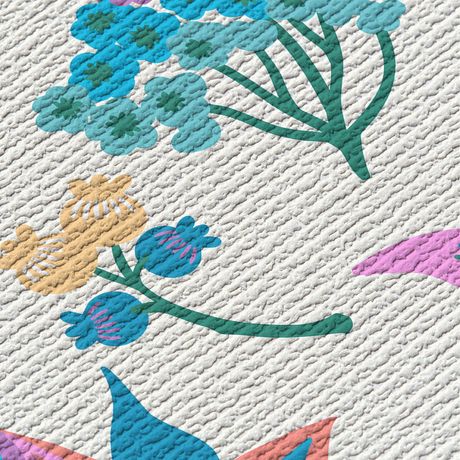 Papel de Parede Vinílico Floresta Colorida Rosa e Lilás