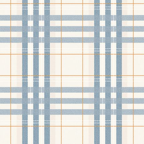 Papel de Parede Vinílico Xadrez Tartan Bege e Azul