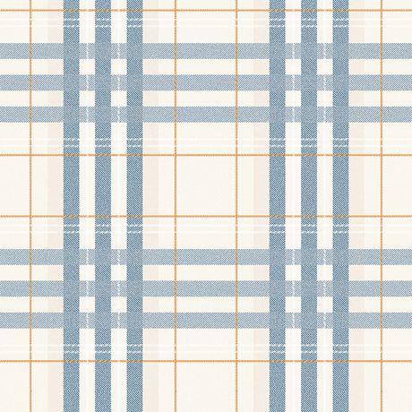 Papel de Parede Vinílico Xadrez Tartan Bege e Azul