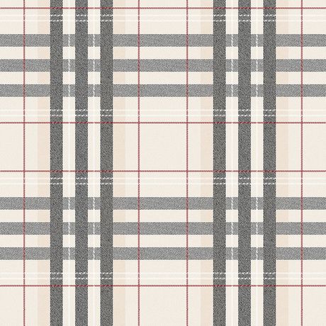 Papel de Parede Vinílico Xadrez Tartan Bege e Preto
