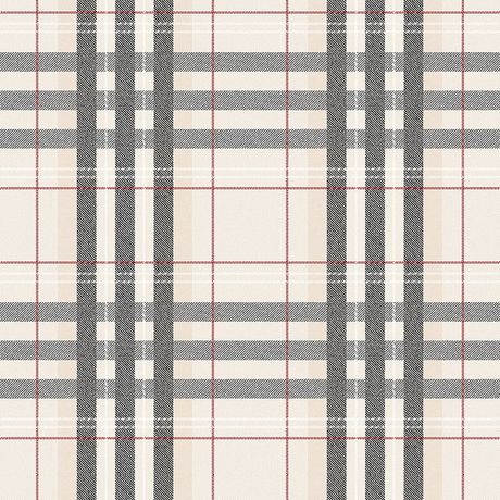 Papel de Parede Vinílico Xadrez Tartan Bege e Preto