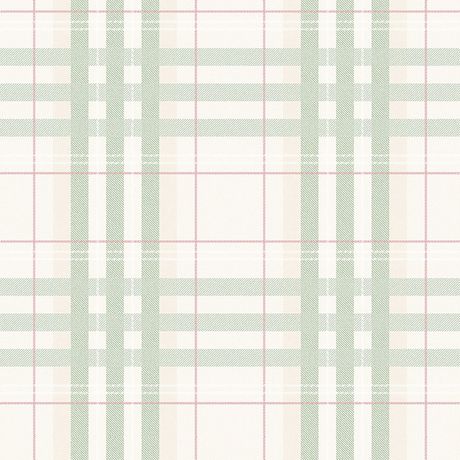 Papel de Parede Vinílico Xadrez Tartan Bege e Verde