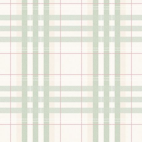 Papel de Parede Vinílico Xadrez Tartan Bege e Verde