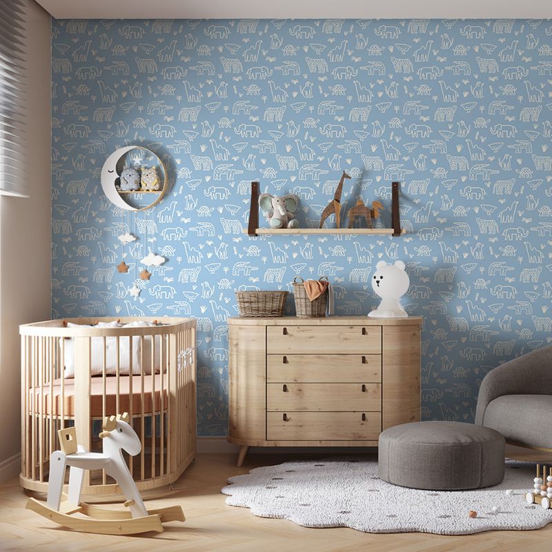 Papel-de-Parede-Vinilico-Bichos-Bacanas-Azul-e-Branco