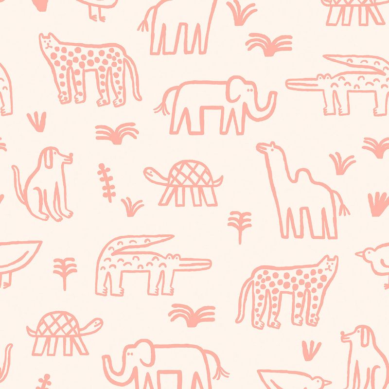Papel-de-Parede-Vinilico-Bichos-Bacanas-Bege-e-Rosa