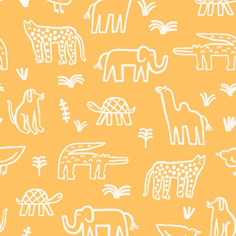 Papel-de-Parede-Vinilico-Bichos-Bacanas-Amarelo-e-Branco