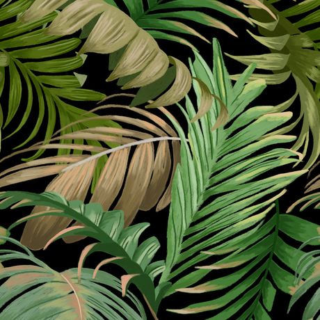 Papel de Parede Vinílico Costa Rica Preto e Verde