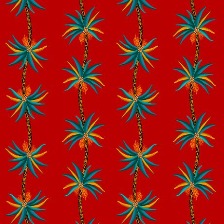 Papel de Parede Vinílico Amor Selvagem Vermelho e Azul