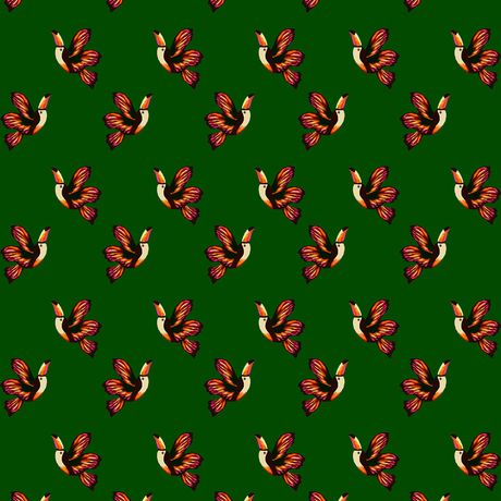 Papel de Parede Vinílico Amor Selvagem II Verde e Laranja