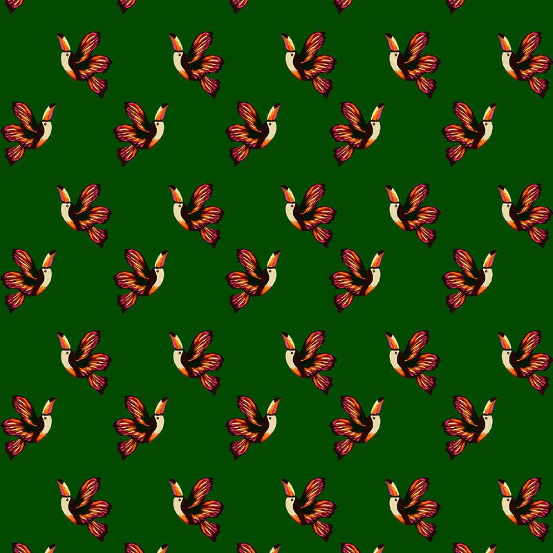 Papel-de-Parede-Vinilico-Amor-Selvagem-II-Verde-e-Laranja