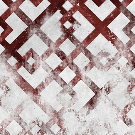 Papel de Parede Vinílico Geométrico Desgastado Vermelho e Cinza
