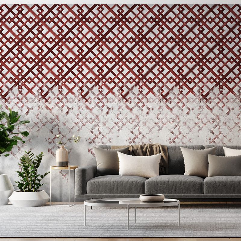 Papel-de-Parede-Vinilico-Geometrico-Desgastado-Vermelho-e-Cinza