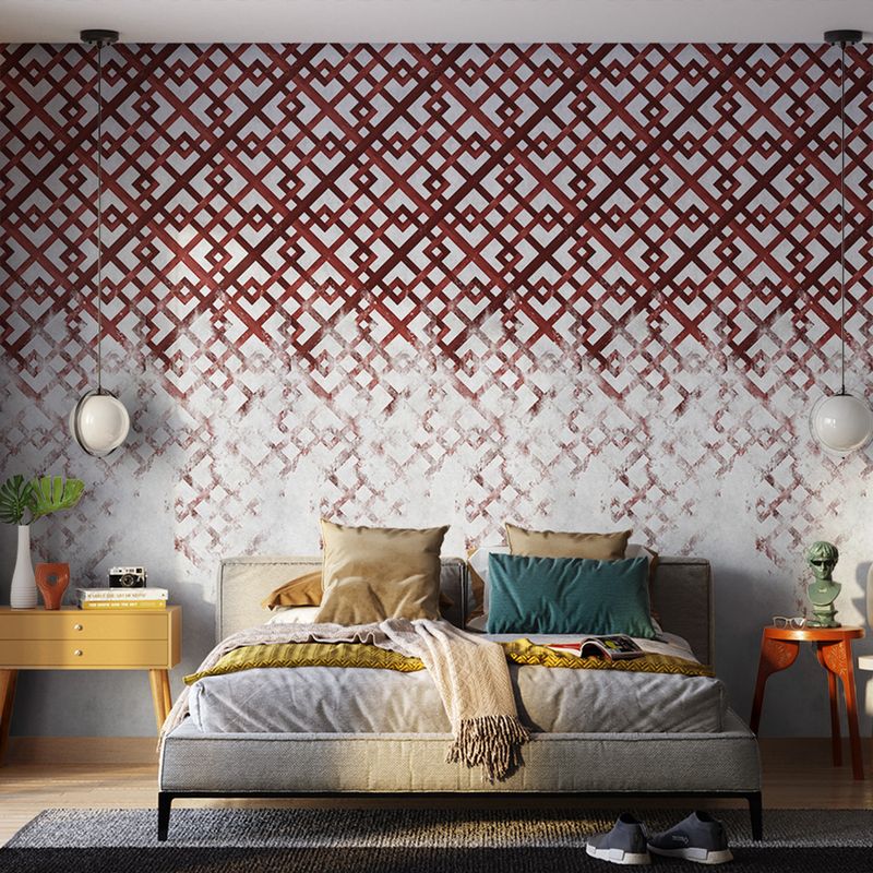 Papel-de-Parede-Vinilico-Geometrico-Desgastado-Vermelho-e-Cinza