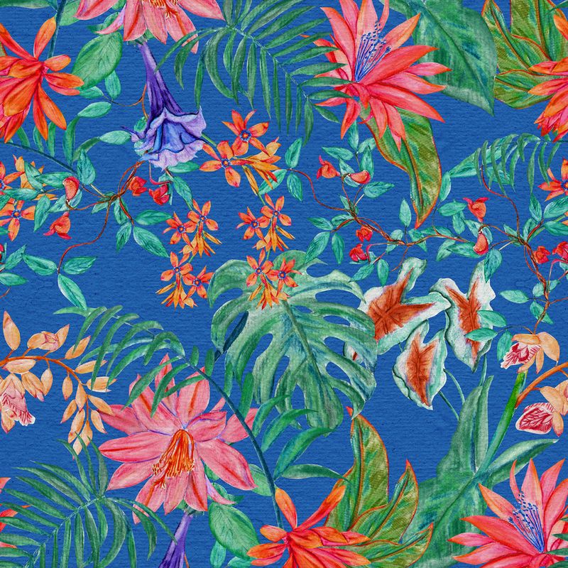 Papel-de-Parede-Vinilico-Tropicana-Floral-Azul-e-Rosa