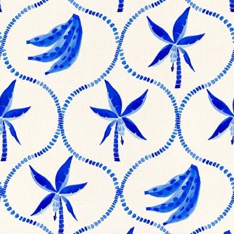 Papel de Parede Vinílico Palmeira Latina Bege e Azul