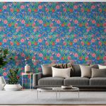 Papel-de-Parede-Vinilico-Tropicana-Floral-Azul-e-Rosa