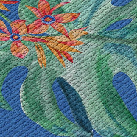 Papel de Parede Vinílico Tropicana Floral Azul e Rosa