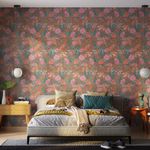 Papel-de-Parede-Vinilico-Tropicana-Floral-Marrom-e-Rosa