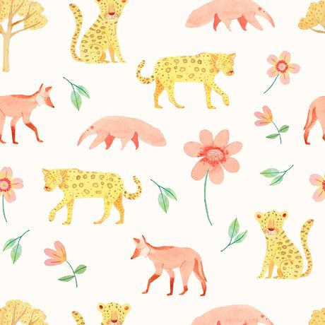 Papel de Parede Vinílico Bosque Encantado Branco e Amarelo