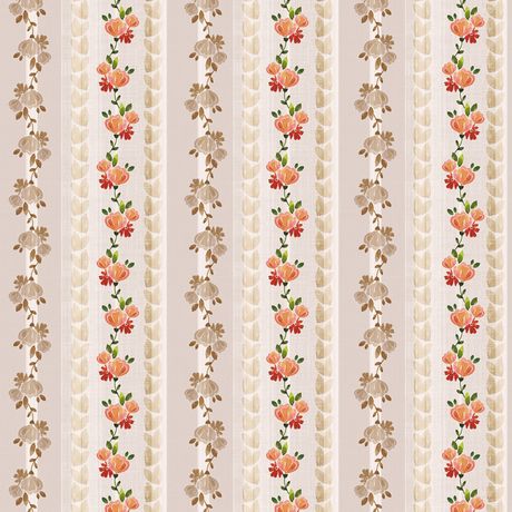 Papel de Parede Vinílico Flores Vintage I Bege e Rosa