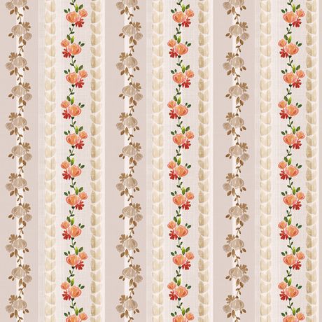 Papel de Parede Vinílico Flores Vintage I Bege e Rosa