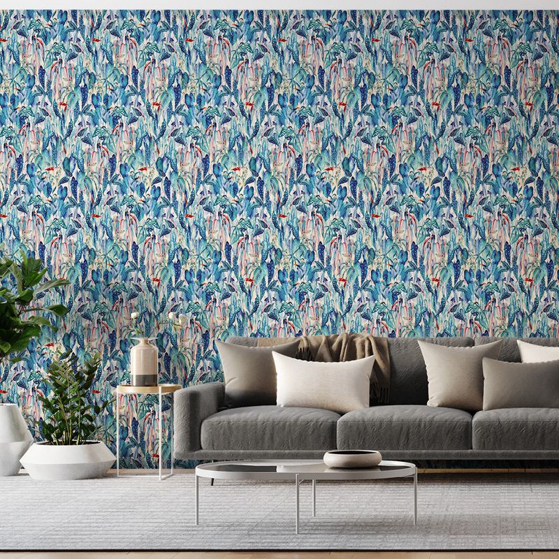 Papel-de-Parede-Vinilico-Na-mata-cheia-Bege-e-Azul