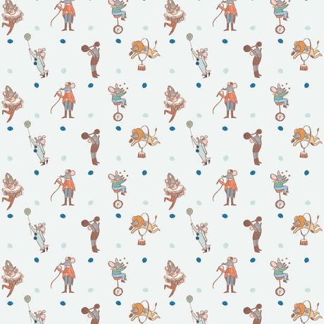 Papel de Parede Vinílico Circo Espetáculo Bege e Azul