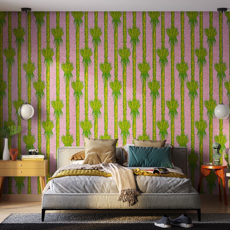 Papel-de-Parede-Vinilico-Rabisquinho-Tropical-Rosa-e-Verde