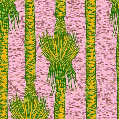 Papel de Parede Vinílico Rabisquinho Tropical Rosa e Verde