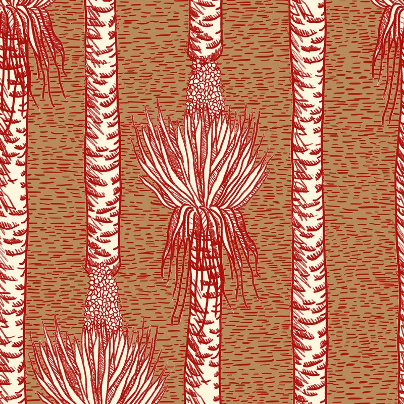 Papel-de-Parede-Vinilico-Rabisquinho-Tropical-Marrom-e-Vermelho