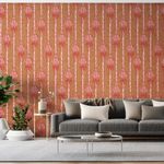 Papel-de-Parede-Vinilico-Rabisquinho-Tropical-Marrom-e-Vermelho