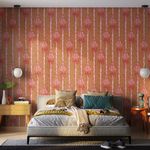 Papel-de-Parede-Vinilico-Rabisquinho-Tropical-Marrom-e-Vermelho