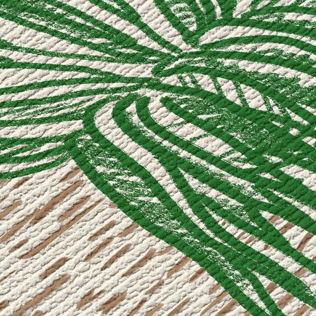 Papel de Parede Vinílico Rabisquinho Tropical Verde e Bege