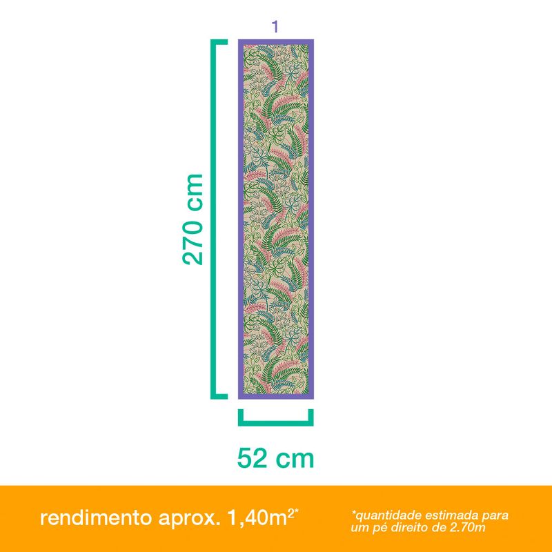 Papel de Parede Vinílico Folhagens Bege e Verde 9,5m BOBINEX / REF. PP220