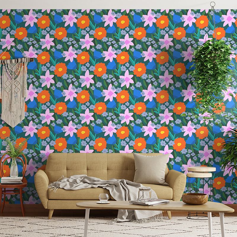 Papel-de-Parede-Vinilico-Jardim-Leopard-Verde-e-Laranja