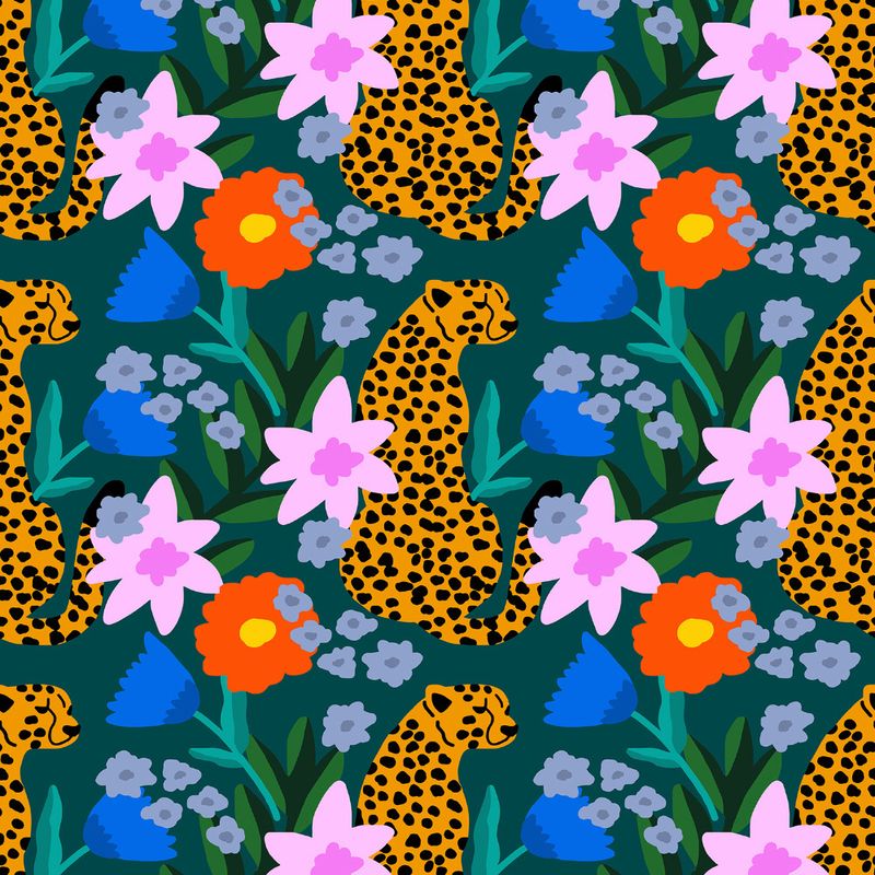 Papel-de-Parede-Vinilico-Jardim-Leopard-I-Verde-e-Laranja