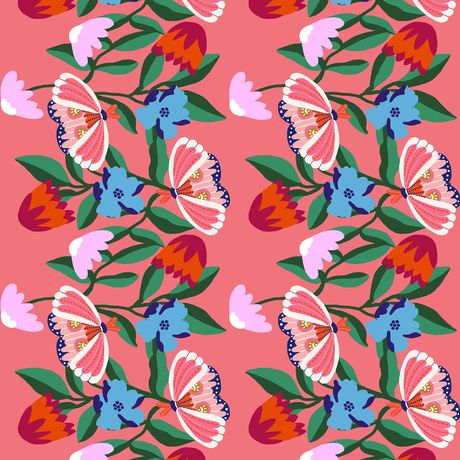 Papel de Parede Vinílico Bugs Rosa e Verde