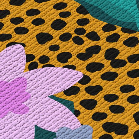 Papel de Parede Vinílico Jardim Leopard I Verde e Laranja