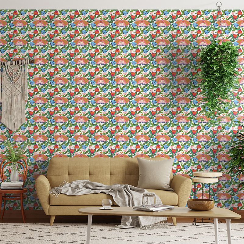 Papel-de-Parede-Vinilico-Bugs-Mariposa-Branco-e-Mostarda